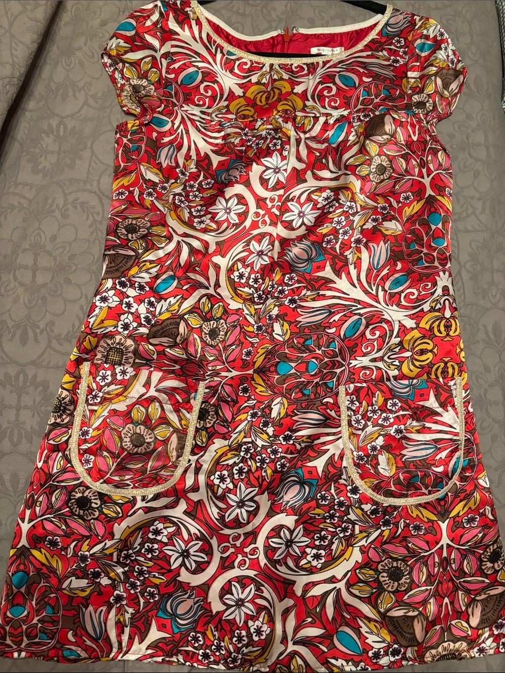 Molly New York Red Multicolor Floral-Scroll Dress